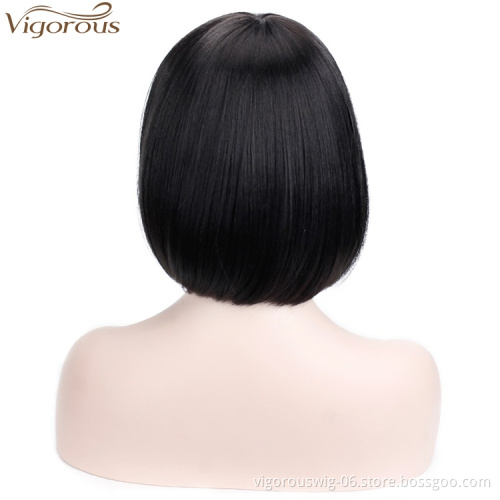 Vigorous Pixie Cut Short Hair Wig Straight with Flat Bangs Synthetic Bob Hair Colorful Cosplay Daily Party Wig for Women
